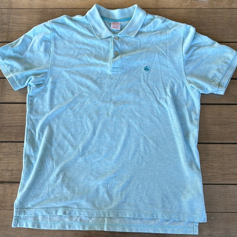Brooks Brothers Mens Large Blue Pique Performance Polo